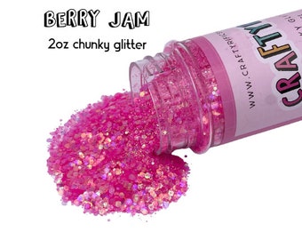 Berry Jam Chunky Glitter Mix 2oz Bottle, Pink Chunky Glitter, Polyester Glitter, Solvent Resistant, Premium Quality Glitter