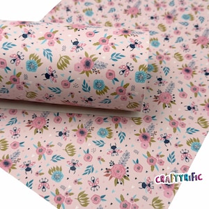 Blush Ladybug Floral Premium Printed Faux Leather