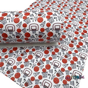 Basketball Faux Leather Sheet, Game Day Print, Go Team Print, Sports Custom Printed Leather