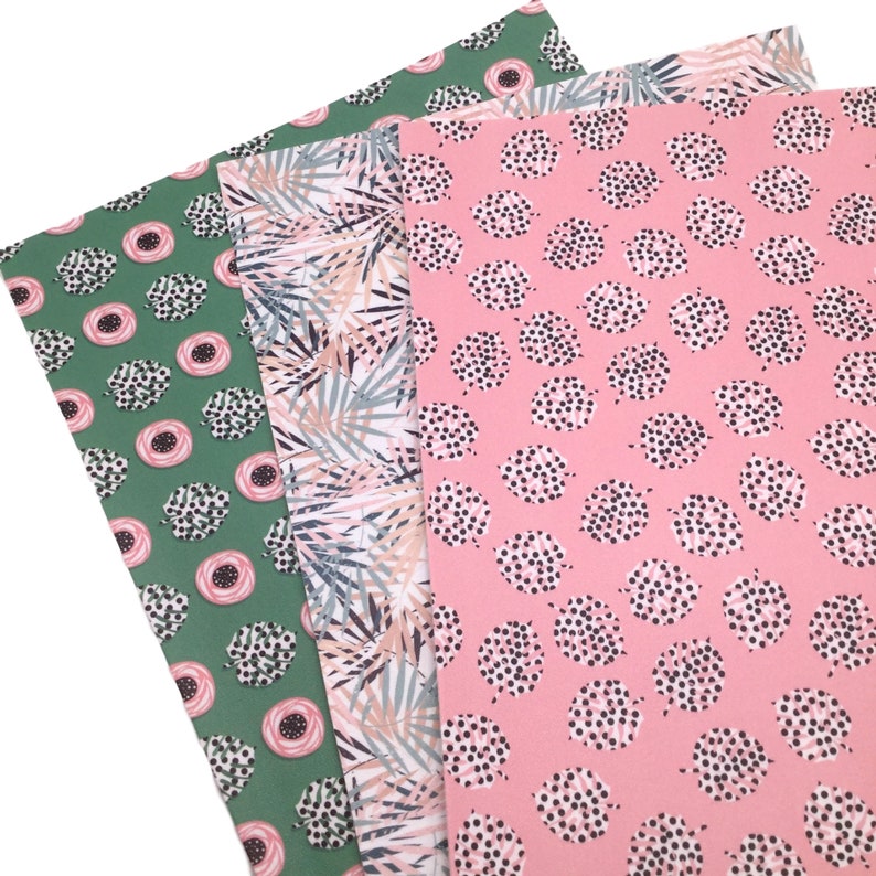 Leather for Earrings Custom Design Leather Sheets SUMMER FLORAL PINK Smooth Faux Leather Sheets