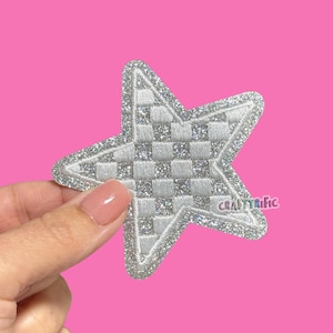 Silver Checkered Star Patch