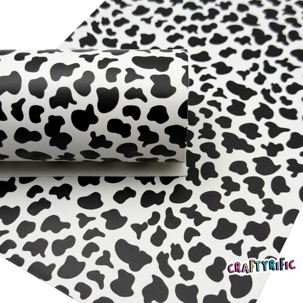 Cow Print Smooth Faux Leather Sheets, Custom Leather Sheets, Leatherette for Crafts, Leather for Earrings