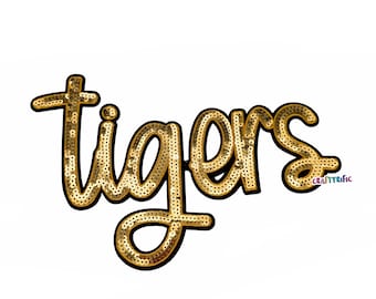 Tigers Sequin Patch, Game Day Large Patches, Sequin Iron On Patch, T-Shirt patch, Heat Transfer Patch