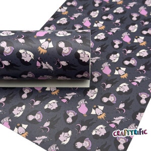 Bad Witches Faux Leather Sheet, Halloween Faux Leather Sheets, Halloween Themed Leatherette for Crafts