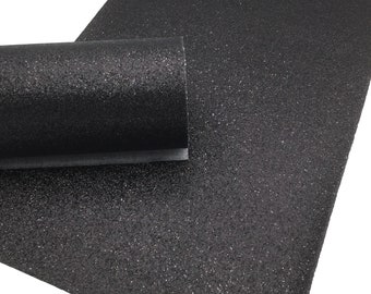 Black Fine Glitter Faux Leather Sheet, Glitter Sheets, Faux Leather Sheets, Leather for Earrings, Hair Bow Material