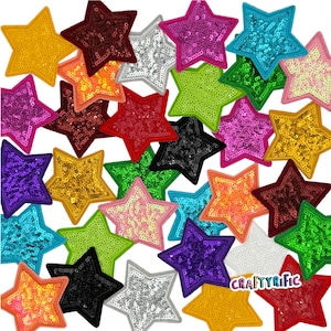 Star Patch, Sequin Star Patch, 3&quot; Inch Star Patch, Iron on patch, Jacket Patch, Trucker Hat Patch