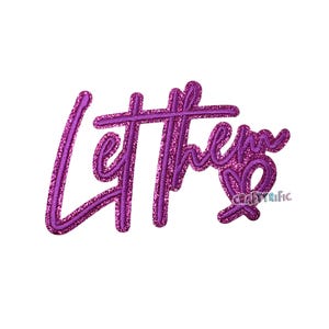 May include: A glittery purple embroidered patch with the word "Lether" in a cursive font, followed by "her" and a heart symbol. The text "CRAFTYRIFIC" is in the lower right corner. The patch is on a white background.