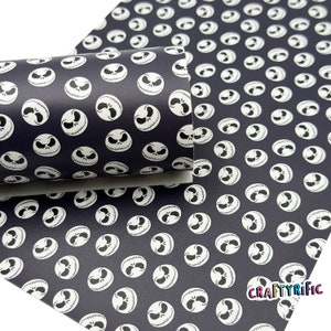 Black Skelleton Faux Leather Sheet, Halloween Faux Leather Sheets, Halloween Themed Leatherette for Crafts