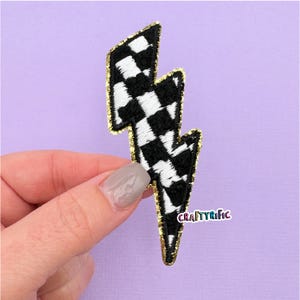 Checkered Bolt Patch, Bolt Patch, Preppy Patch, Embroidered Patch, Hat Patch, Trucker Hat Patch, Iron On Patch