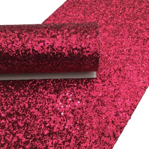 Hot Pink Chunky Glitter Canvas Sheets, Glitter Faux Leather, Vinyl Fabric Sheet
