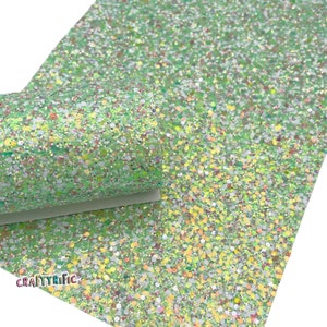 Easter Grass Chunky Glitter Fabric, Green Glitter Canvas Sheets, Glitter Faux Leather, Vinyl Fabric Sheet