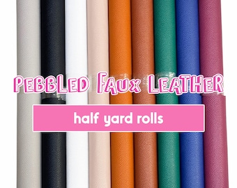 Pebble Faux Leather Roll, Half Yard Continuous Fabric, Vegan Leather for Bags, Sewing & Bow Making