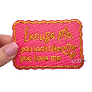 Excuse me You Look Like You Love Me Patch, Funny Patch, Preppy Pink Patch, Trucker Hat Patches, Snarky Patch, Iron on Patch