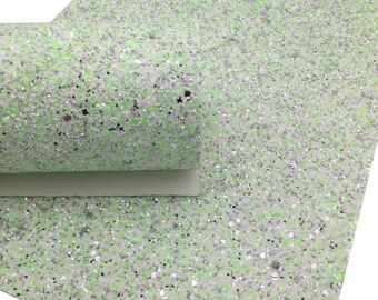 Mint Green Chunky Glitter Sheets, Faux Leather Sheet, Glitter Fabric Sheet