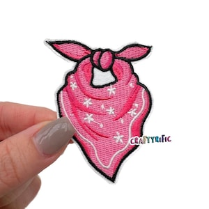 Pink Bandana Patch, Funny Patch, Preppy Patch, Embroidered Patch, Hat Patch, Trucker Hat Patch, Iron On Patch