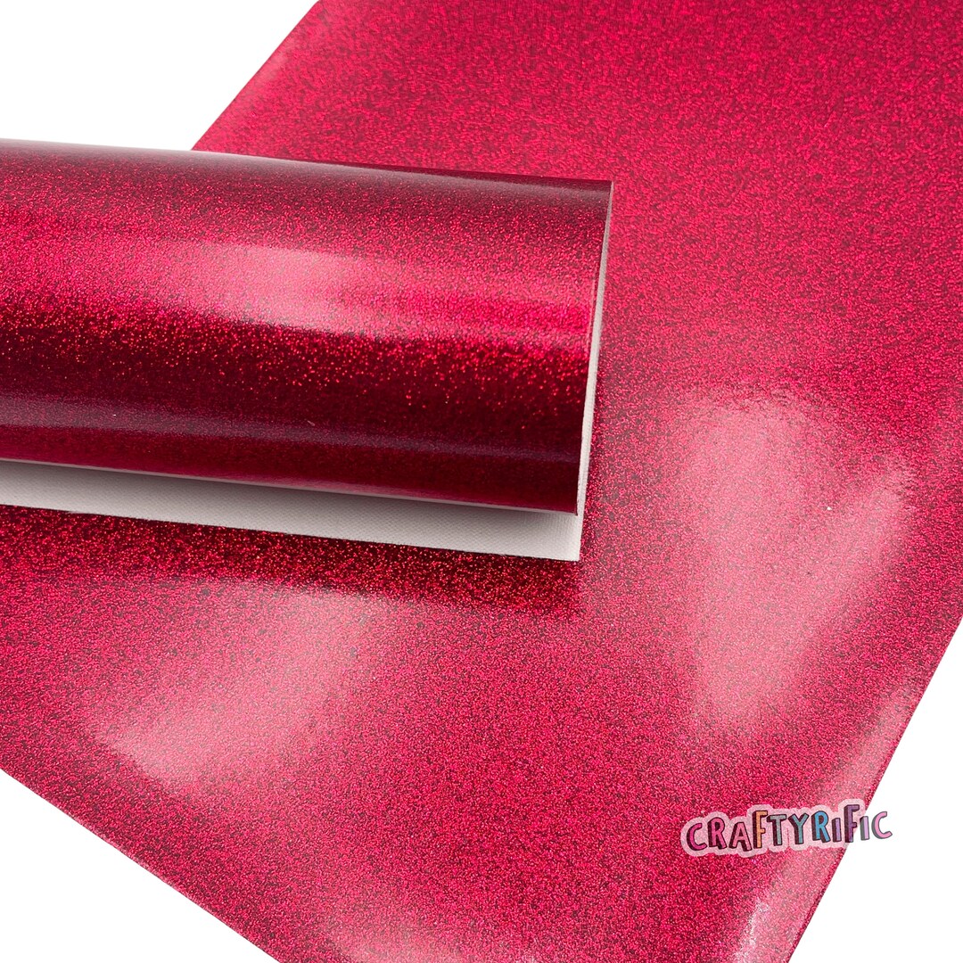 Hot Pink Glitter Vinyl With Canvas Back for Embroidery, Glitter Sheets