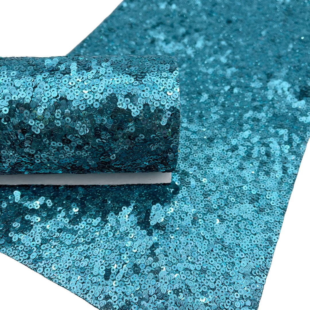 Aqua Blue Sequin Chunky Glitter Canvas Sheets Chunky Glitter Etsy