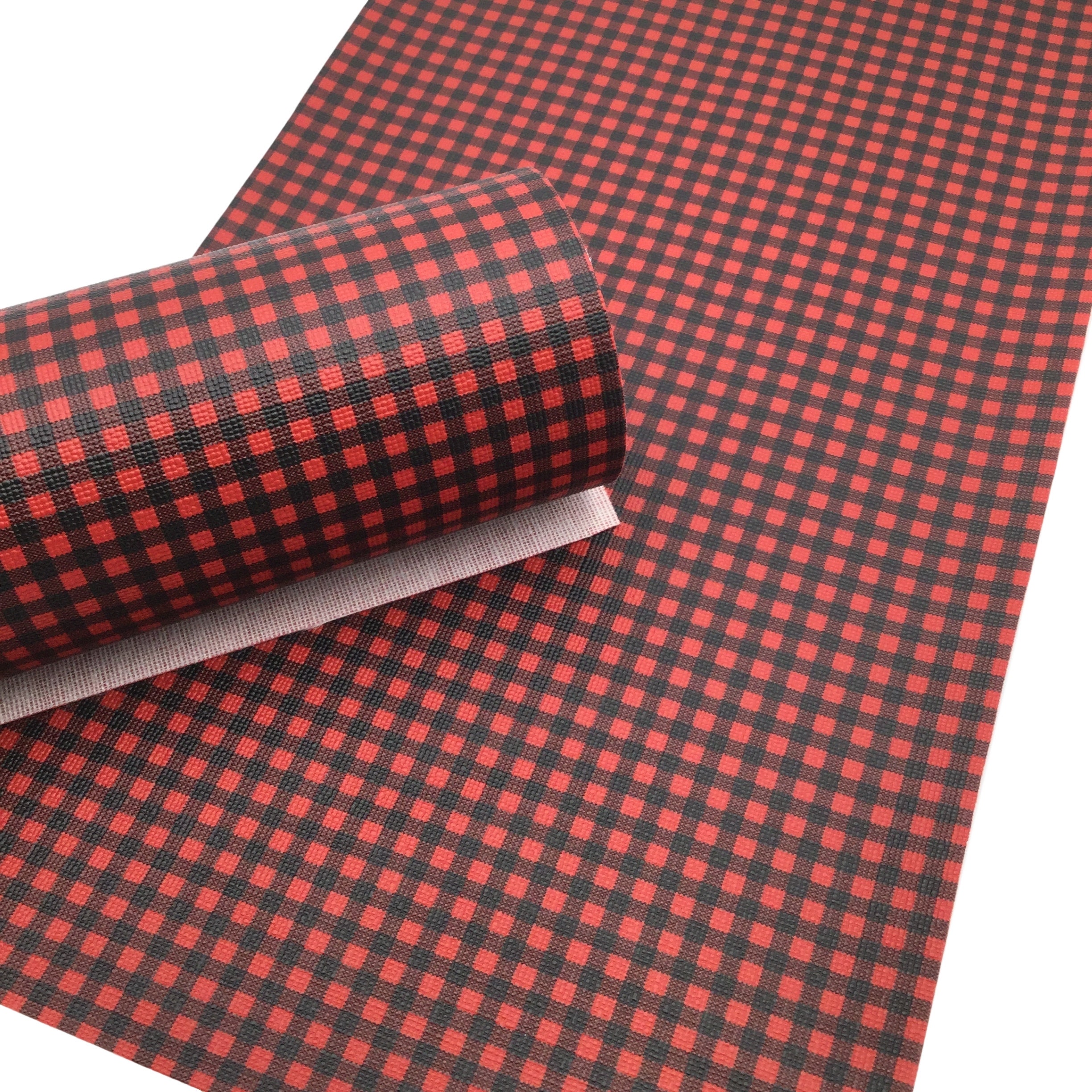 SMALL RED BUFFALO Plaid Faux Leather Sheets, Red and Black, Printed F…