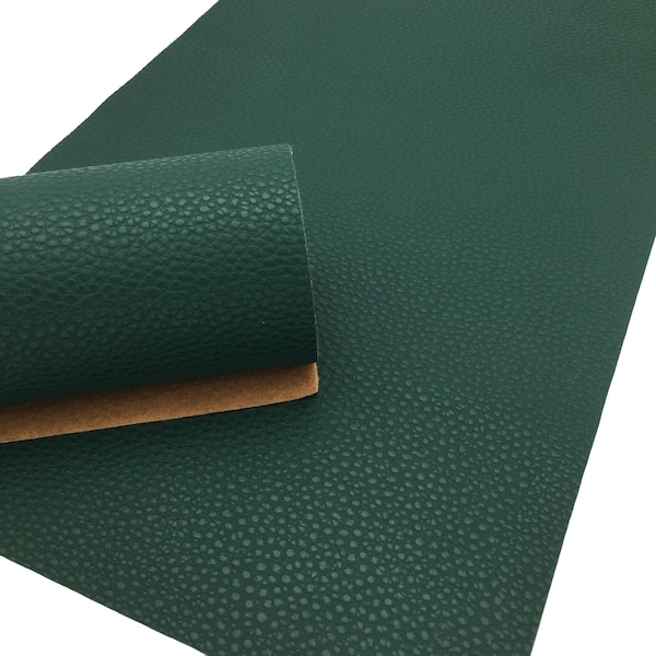 HUNTER GREEN Faux Leather Sheet, PU Leather, Litchi Texture Leatherette - 0063