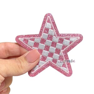 Pink Checkered Star Patch