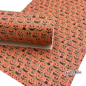 Pumpkins Halloween Print Faux Leather Sheet