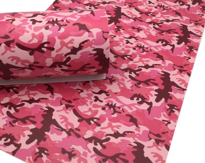 Pink Camo Smooth Faux Leather Sheets - Etsy