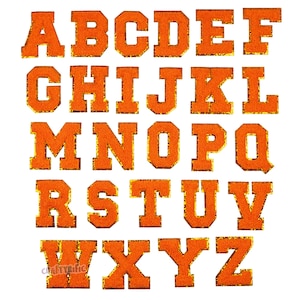Orange Varsity Letter Patch, 3&quot; inch Letter Patch, Chenille Letter Patch, Embroidery Patch, Iron on Patch