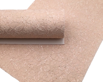 BEIGE LACE Glitter Fabric Sheets, Lace Fabric Sheet - 0433