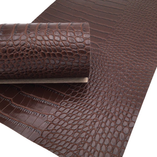 BROWN CROCODILE  Faux Leather Sheets, Faux Leather Sheets, Leather for Earrings, Hair Bow Material, Craft Supplies - 1197