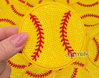 Parche de lentejuelas de softbol, parche de béisbol, parche para gorra, parche para el día del juego, parche para gorra de camionero, parche para planchar con bordado