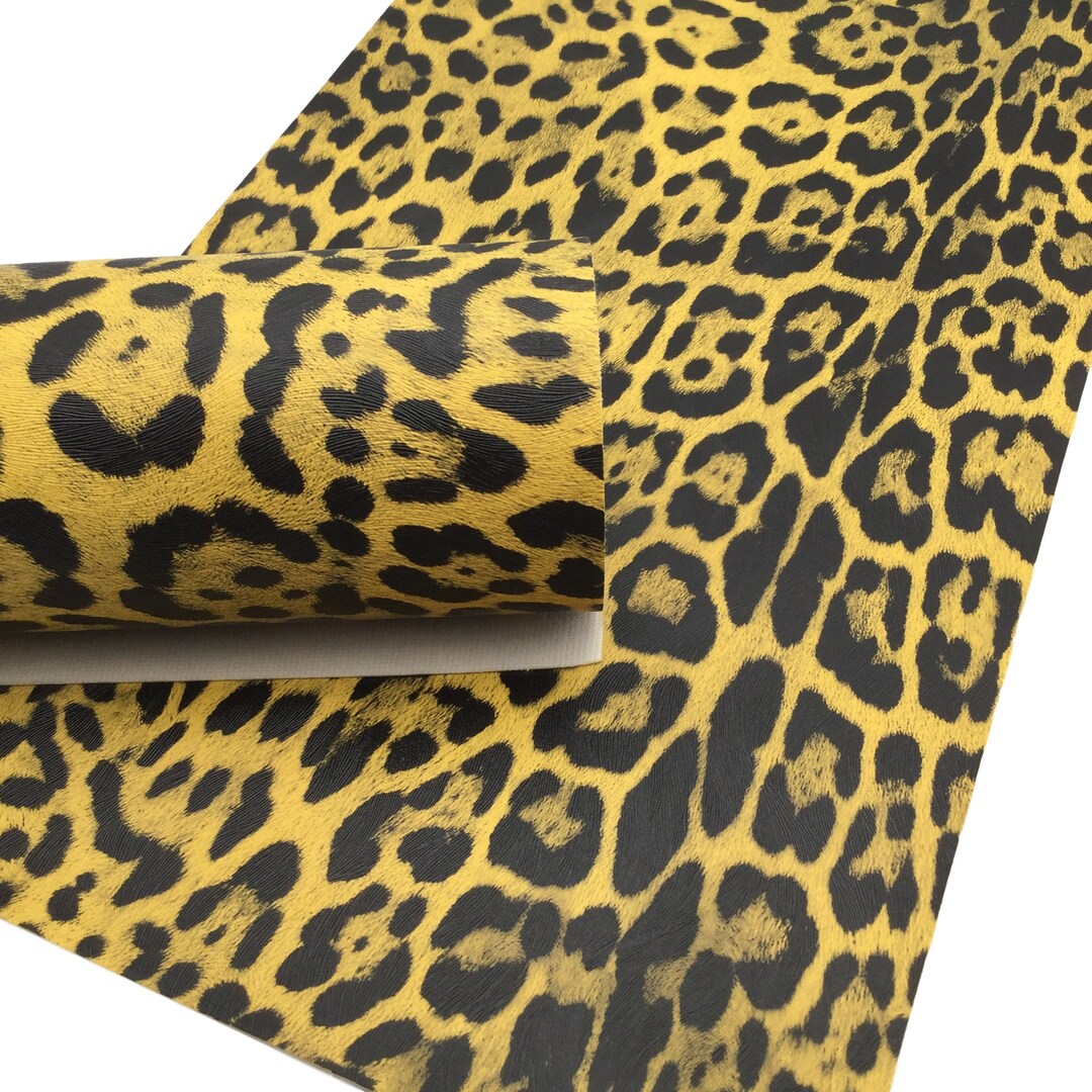 MUSTARD LEOPARD Print Faux Leather Sheet, Textured Faux Leather ...