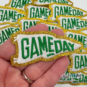 Green Gameday Pennant Patch, Trucker Hat Patch, Football Patch, Game Day Patch, Patch for Hat, Trucker Cap Patch, Embroidery Iron On Patch