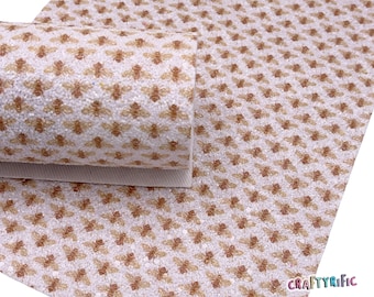 Golden Bees Chunky Glitter Sheets, Custom Print Chunky Glitter, Glitter Sheets for Bows, Material for Hair Bows