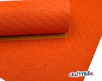 Orange Basketweave Faux Leather Sheet