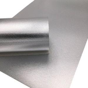 METALLIC SILVER SAFFIANO Faux Leather Sheets, Saffiano Texture, Leather for Earrings, Fabric Sheet, Textured Leather - 0306
