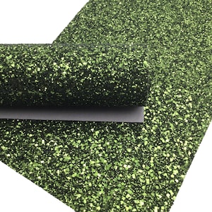 OLIVE GREEN Blue Chunky Glitter Canvas Sheets, Snowflake Chunky Glitter Fabric Sheet, Canvas Fabric for Bows - 0521