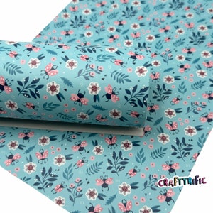 Blue Ladybug Floral Premium Printed Faux Leather