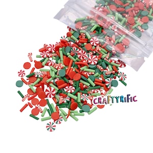 Candy for Santa Mix Clay Slices, Christmas Polymer Clay Slices, Fake Sprinkles, Jimmies, Clay Slices for Nails, Resin Crafts and Slime