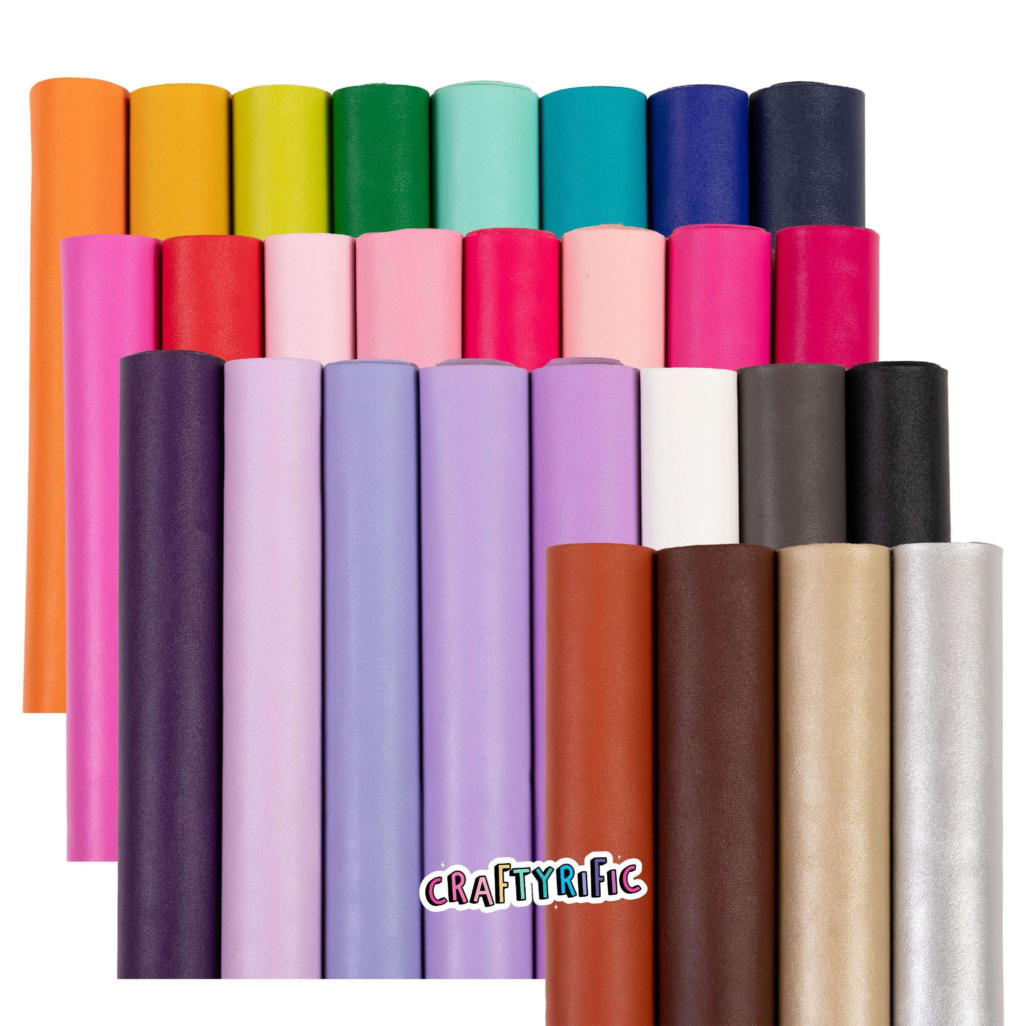 Smooth Faux Leather Mini Roll 12x26" Inch, Continuous Large Faux Leather Fabric Cut
