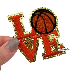 Basketball Patch, Basketball Chenille Patch, Love Basketball Patch, Glitter Patch, Small Hat Patch, Trucker Hat Patch, Iron On Patch