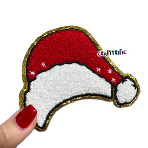 Santa Hat Patch, Christmas Patch, Hat Patch, Chenille Iron On Patch, T-Shirt patch, Heat Transfer Patch