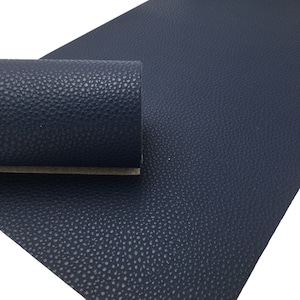 MATTE NAVY Faux Leather Sheet, PU Leather, Litchi Texture Leatherette - 85
