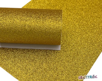 Yellow Gold Fine Glitter Canvas Sheet, Glitter Sheets, Faux Leather Sheets, Leather for Earrings, Hair Bow Material