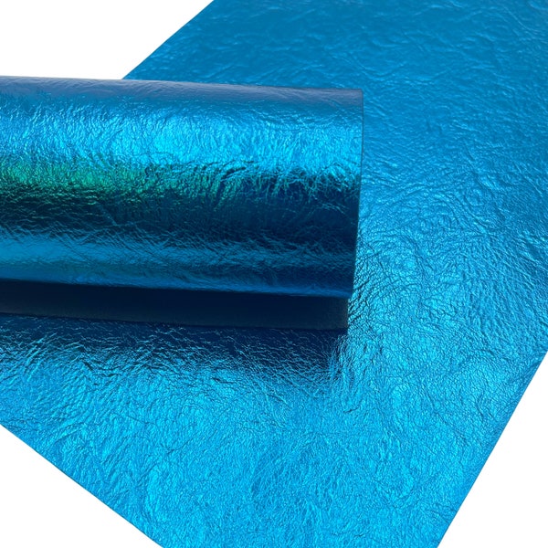 Turquoise Metallic Textured Faux Leather Sheet