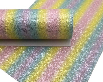 RAINBOW CRUSH Chunky Glitter fabric Sheets, Chunky Glitter Faux Leather, Glitter Fabric for Bows and Crafts - 0566
