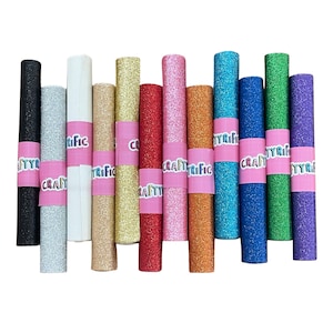 Fine Glitter Canvas Roll 10x52" Inch, Continuous Large Glitter Fabric Cut