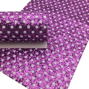 Purple Polka Dot Chunky Glitter Canvas Sheets, 8X11, Chunky Material Canvas, Glitter Canvas Sheet, Glitter Fabric Sheet