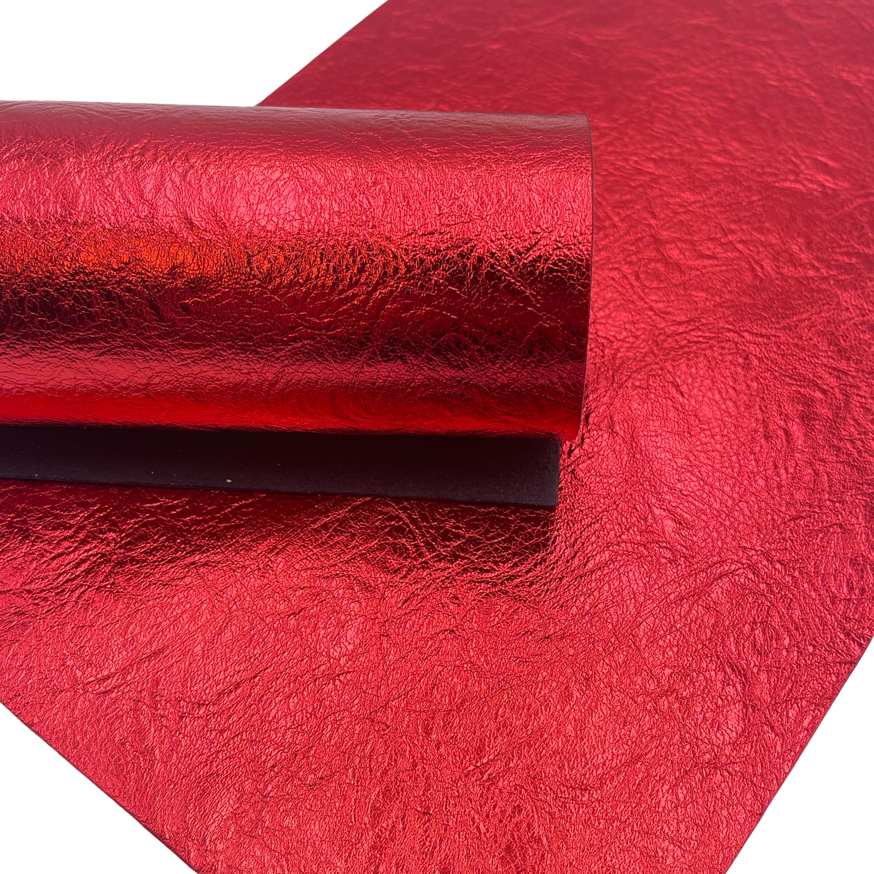RED METALLIC Faux Leather Sheet PU Leather Leather for 
