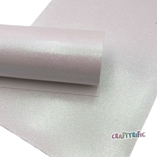 White Iridescent Glitter Vinyl With Canvas Back For Embroidery, Glitter Sheets, Embroidery Glitter, Hair Bow Material