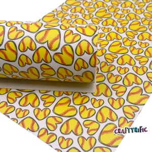 Softball Heart Custom Print Faux Leather Sheet